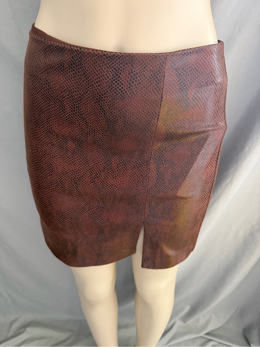 House of Harlow 1960 Rust Brown Faux Snakeskin Mini Skirt